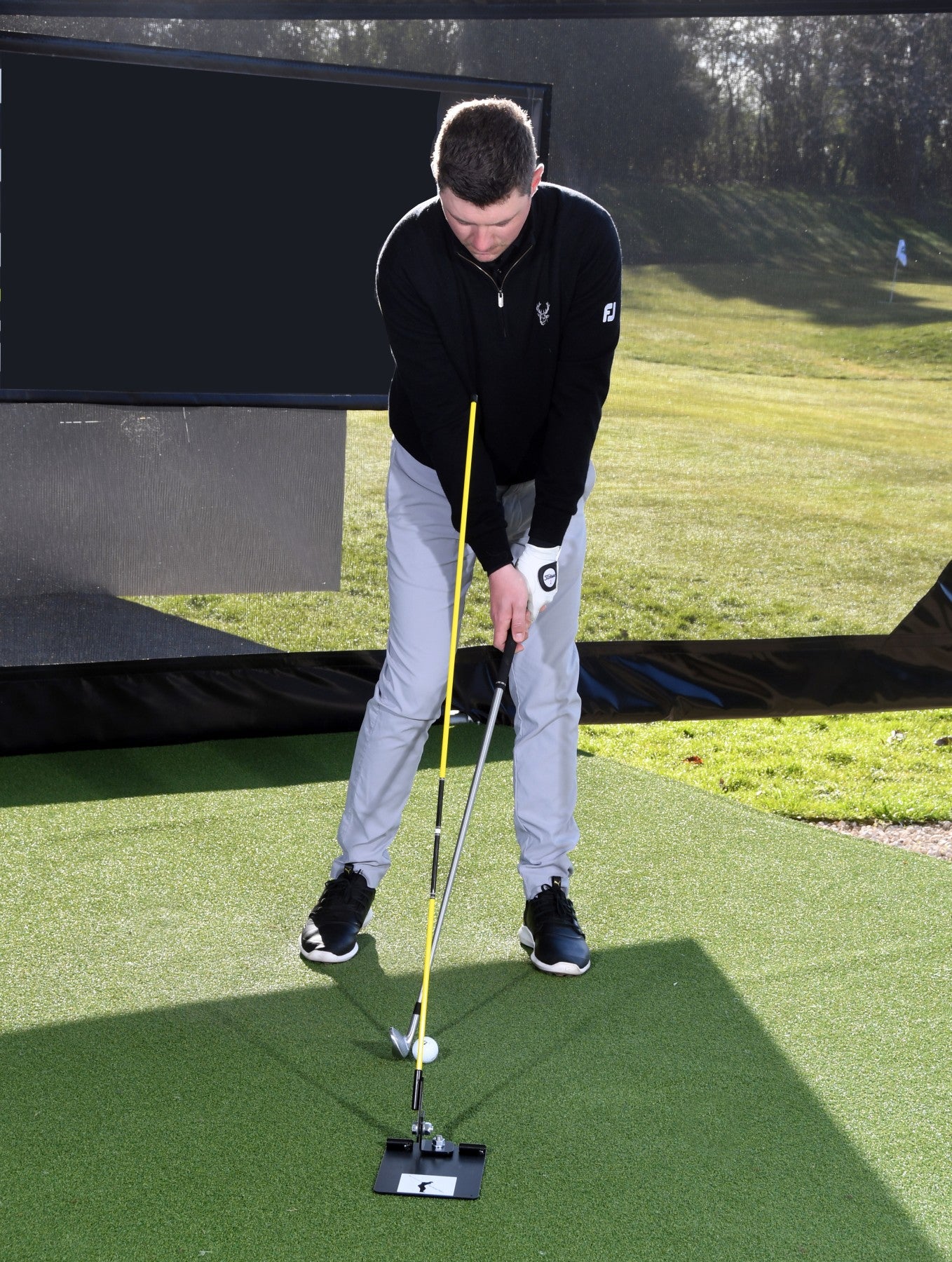 Golf Swing Plate with Alignment Rods - Golf Swing Plane Training Aid