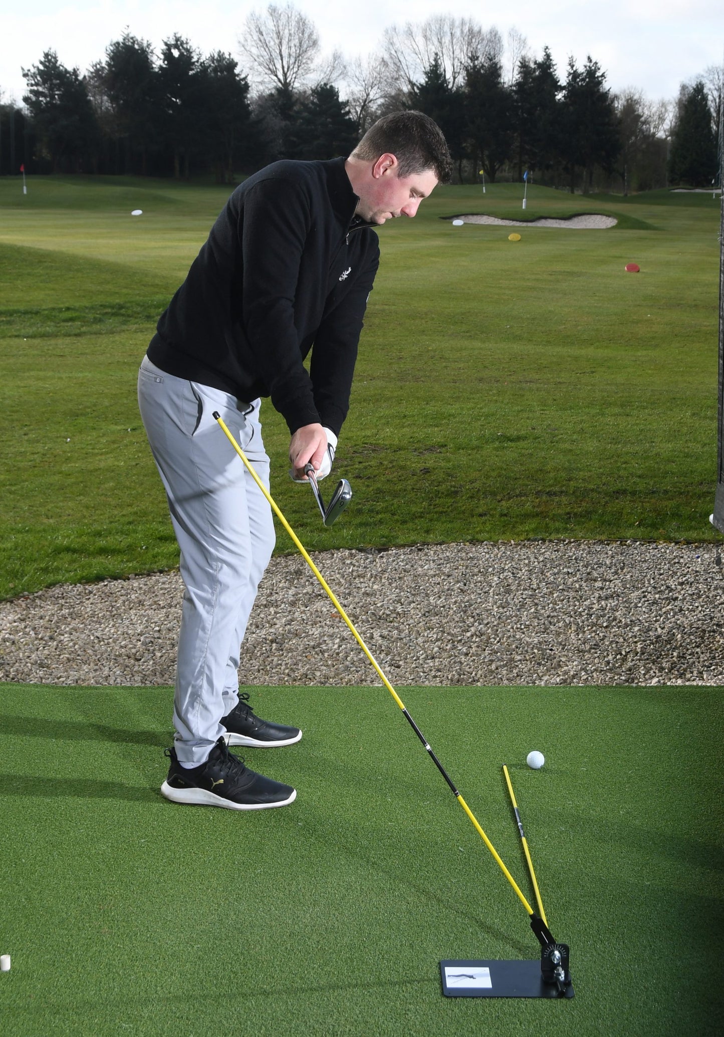 Golf Swing Plate with Alignment Rods - Golf Swing Plane Training Aid