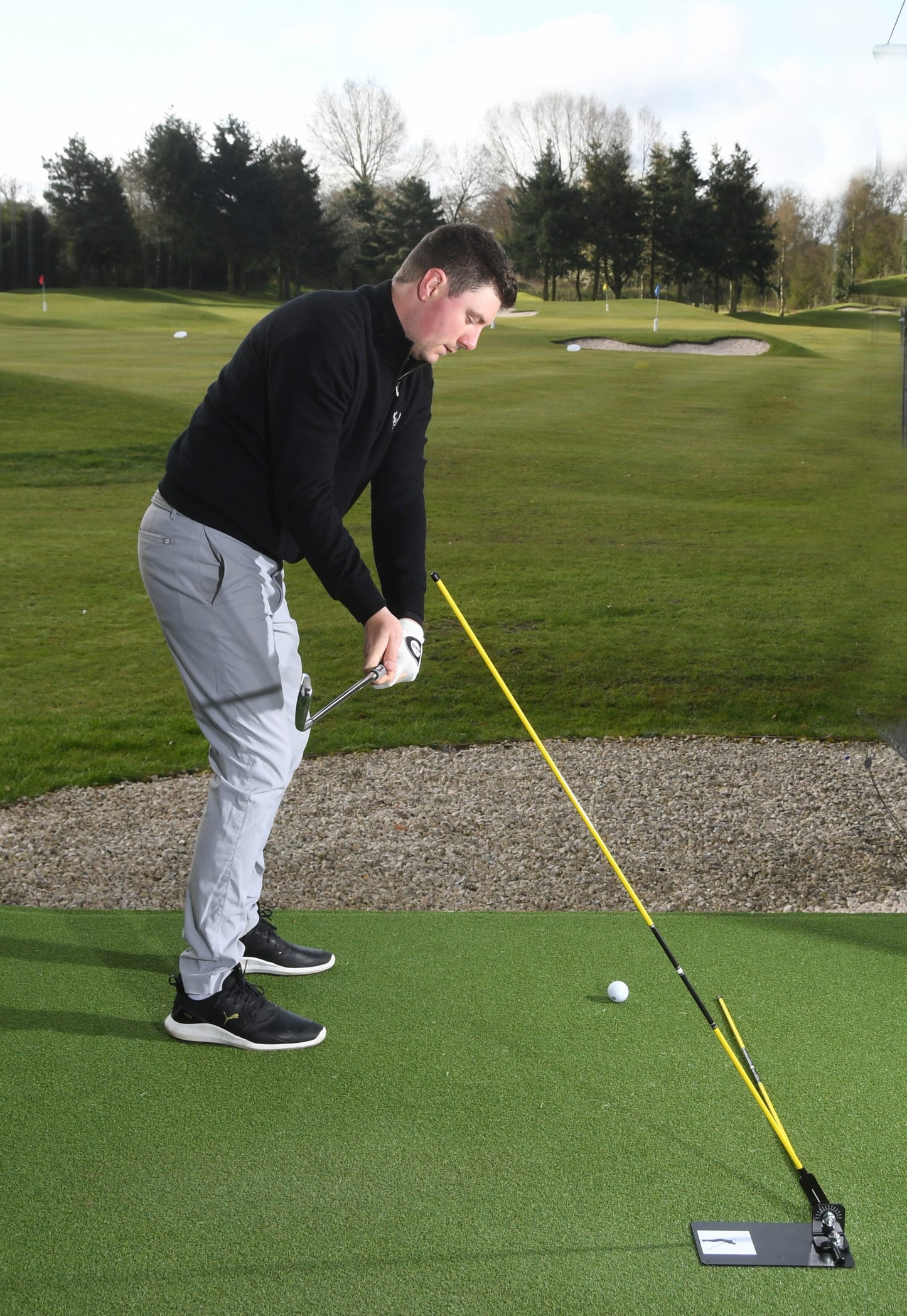 Golf Swing Plate with Alignment Rods - Golf Swing Plane Training Aid