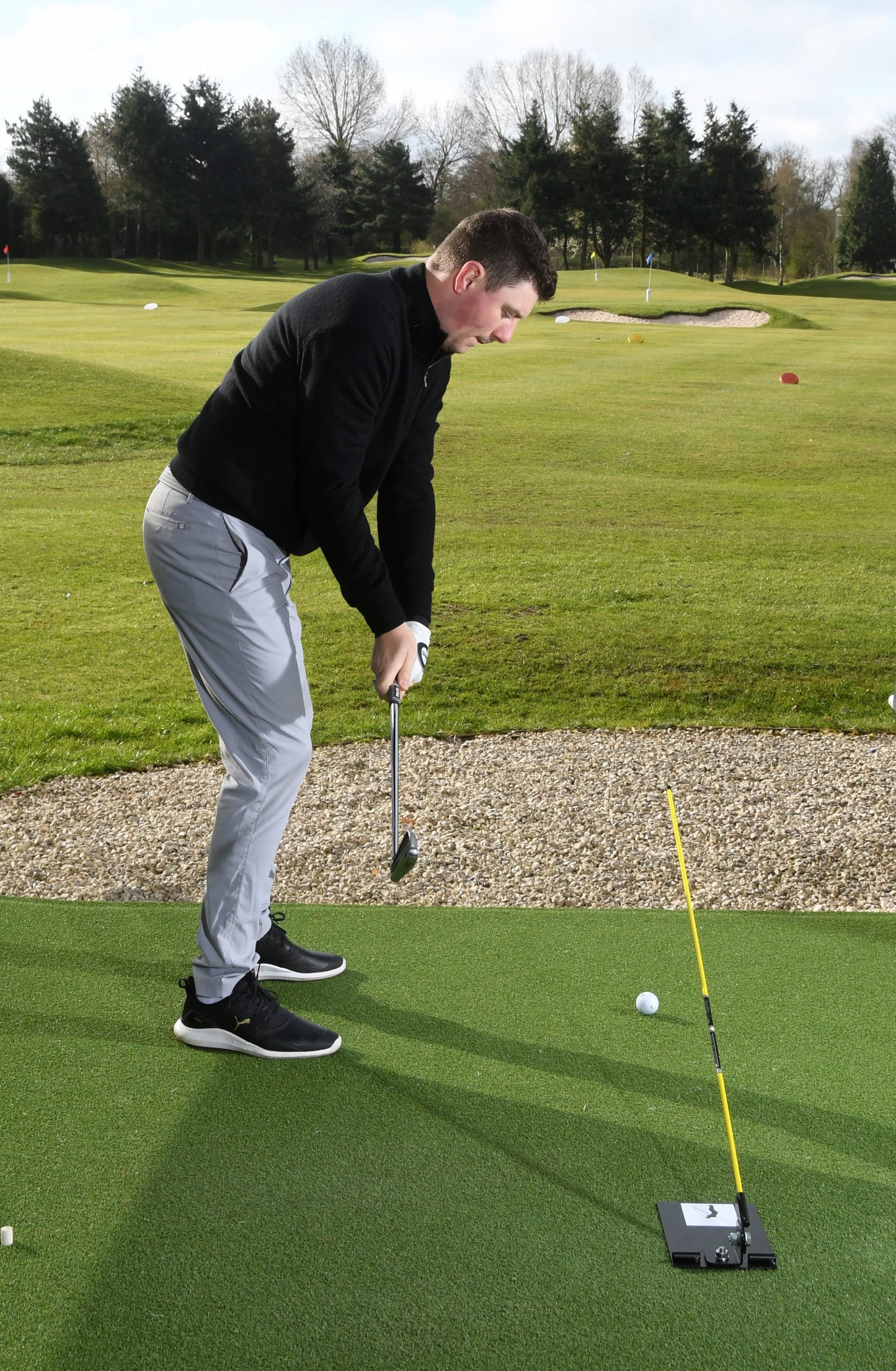 Golf Swing Plate with Alignment Rods - Golf Swing Plane Training Aid