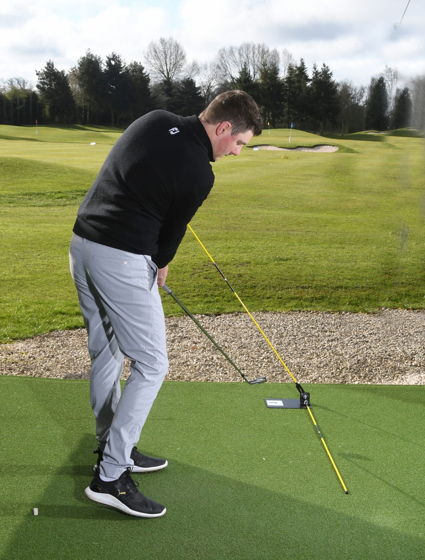 Golf Swing Plate with Alignment Rods - Golf Swing Plane Training Aid