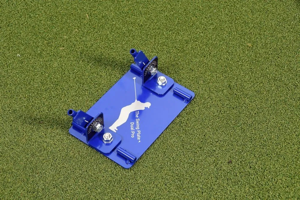 Swing Plate Dual Golf Swing Trainer Pro Bundle (w/ 2 Alignment Sticks & Extension Pole)
