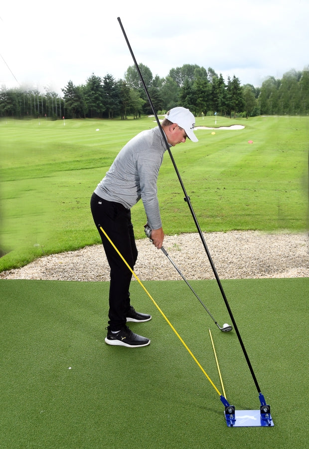 Swing Plate Dual Golf Swing Trainer Pro Bundle (w/ 2 Alignment Sticks & Extension Pole)