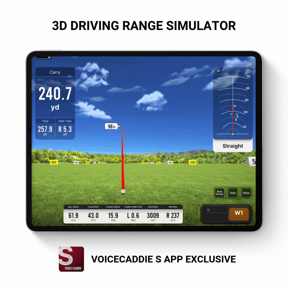Voice Caddie SC4 PRO Golf Launch Monitor + 3D Driving Range Simulator