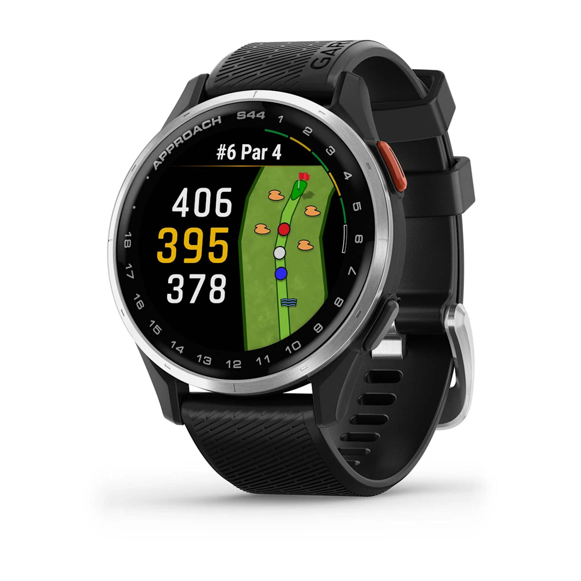 Garmin Approach S44 GPS Golf Watch - Silver Bezel/Black Band