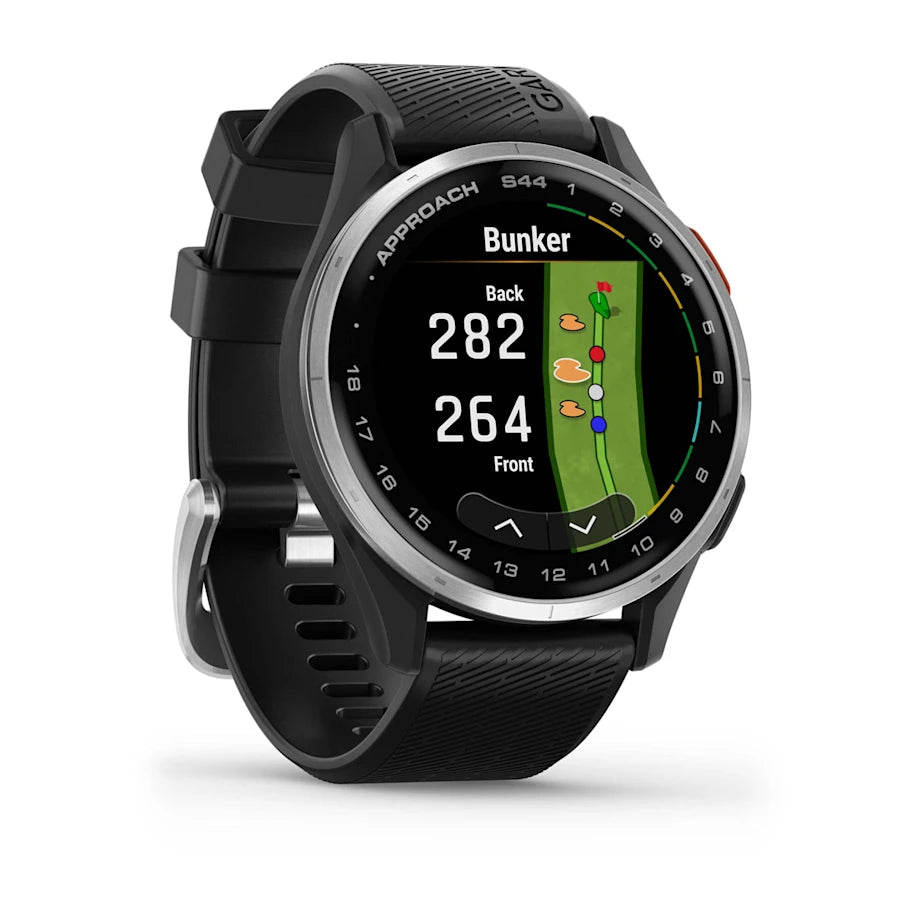 Garmin Approach S44 GPS Golf Watch - Silver Bezel/Black Band