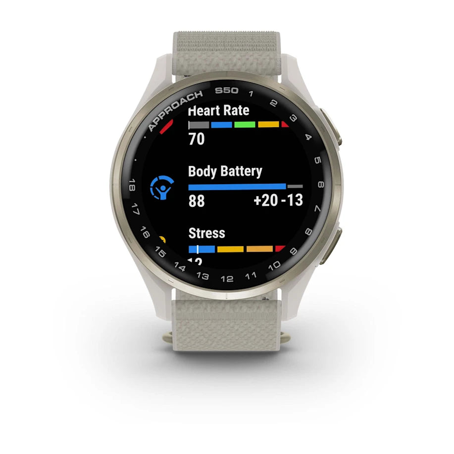 Garmin Approach S50 GPS Golf Watch - Gold Bezel/Ivory Band