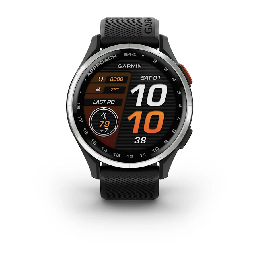 Garmin Approach S44 GPS Golf Watch - Silver Bezel/Black Band