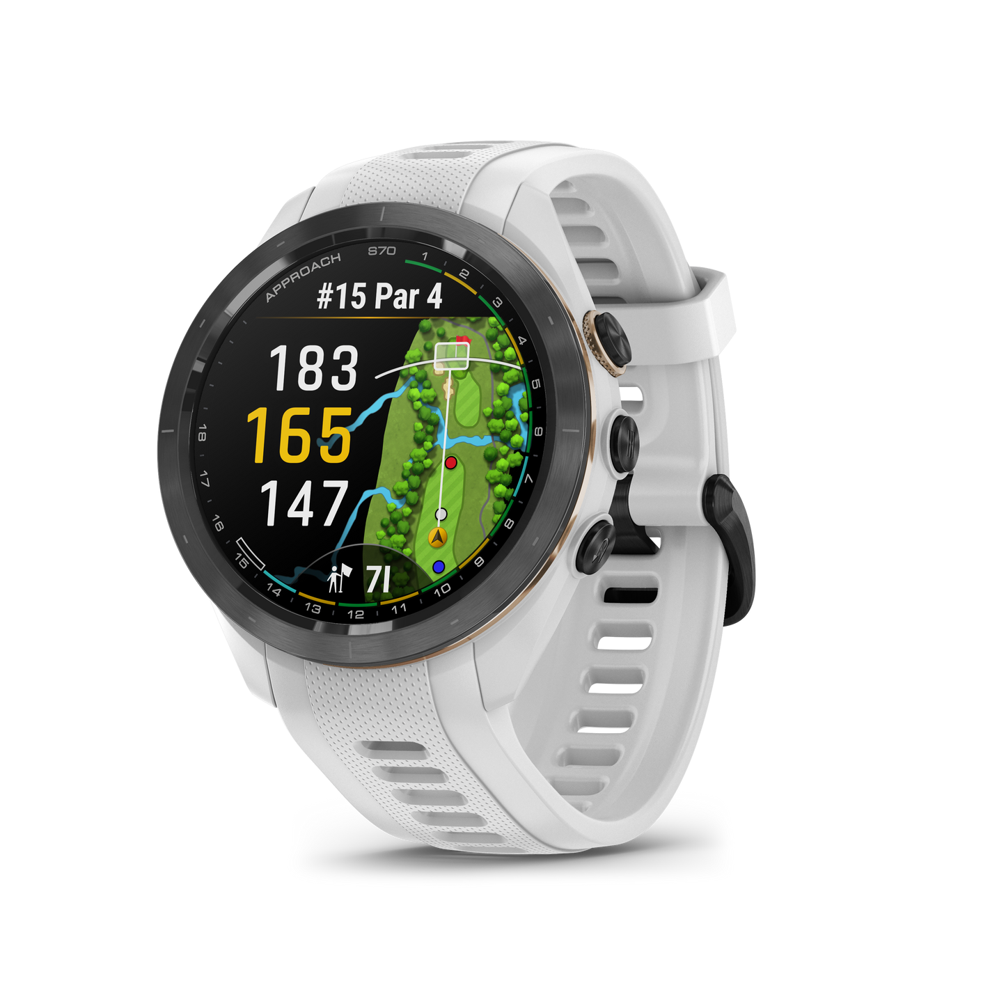 Garmin Approach S70 Golf GPS Watch - Black/42mm - Ceramic Bezel/White Silicone Band