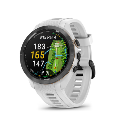 Garmin Approach S70 Golf GPS Watch - Black/42mm - Ceramic Bezel/White Silicone Band