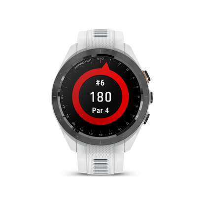 Garmin Approach S70 Golf GPS Watch - Black/42mm - Ceramic Bezel/White Silicone Band