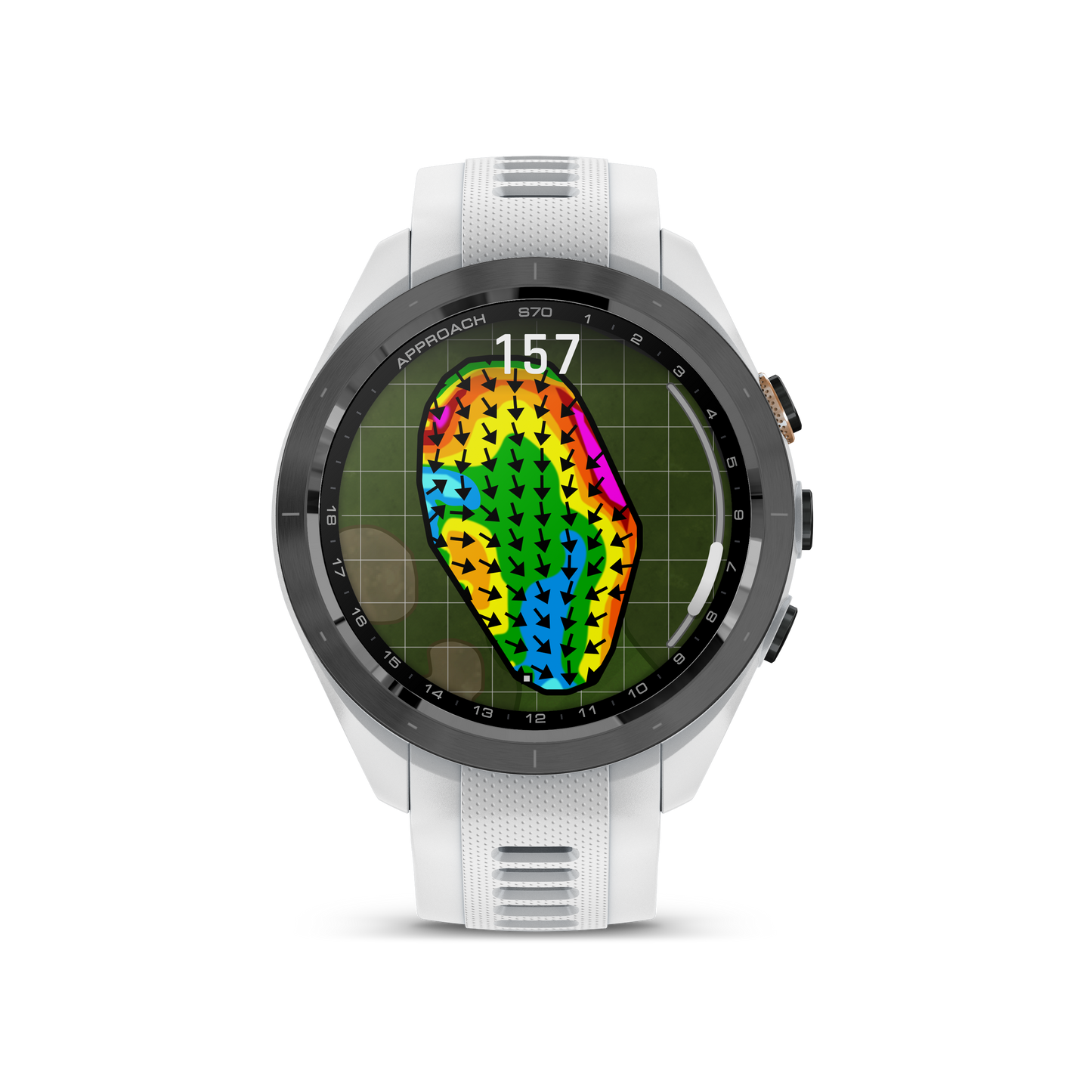 Garmin Approach S70 Golf GPS Watch - Black/42mm - Ceramic Bezel/White Silicone Band