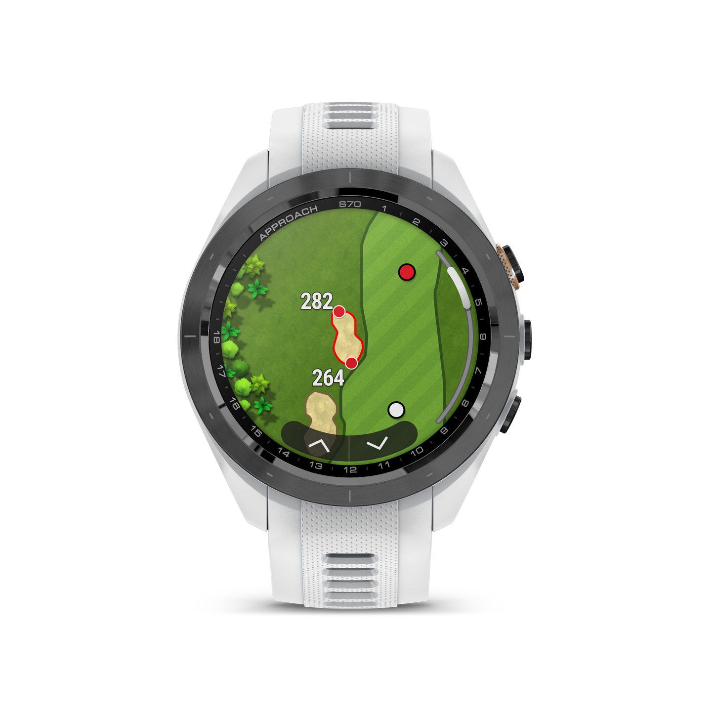 Garmin Approach S70 Golf GPS Watch - Black/42mm - Ceramic Bezel/White Silicone Band