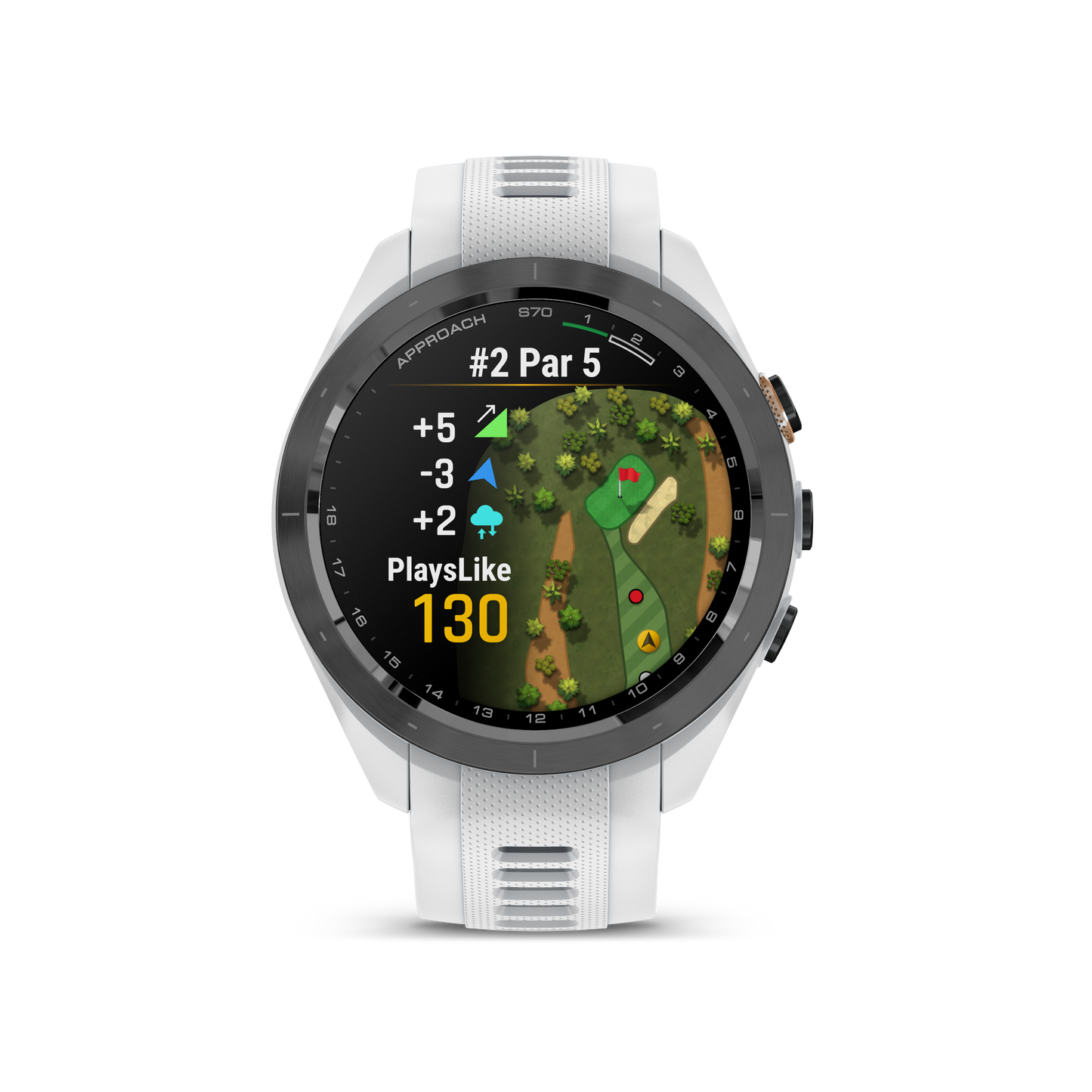 Garmin Approach S70 Golf GPS Watch - Black/42mm - Ceramic Bezel/White Silicone Band