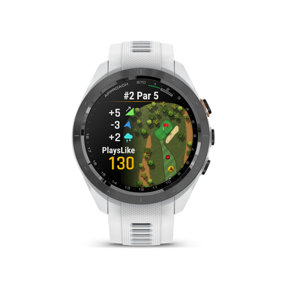 Garmin Approach S70 Golf GPS Watch - Black/42mm - Ceramic Bezel/White Silicone Band