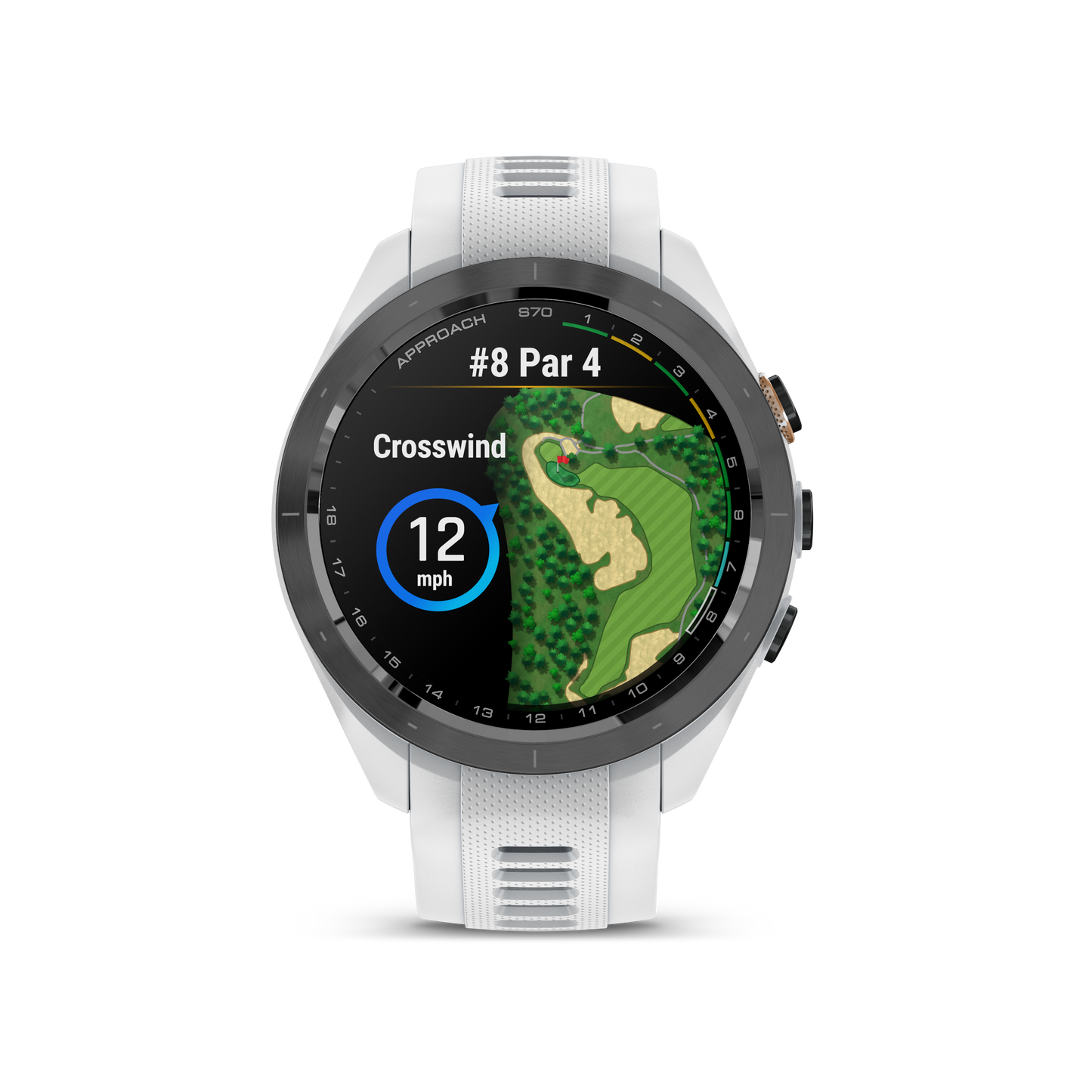 Garmin Approach S70 Golf GPS Watch - Black/42mm - Ceramic Bezel/White Silicone Band