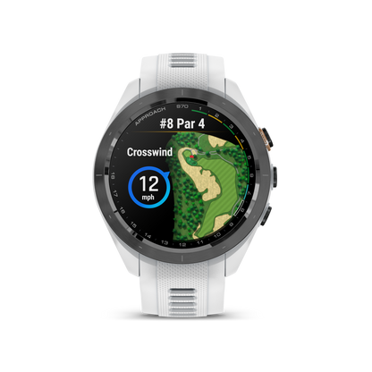 Garmin Approach S70 Golf GPS Watch - Black/42mm - Ceramic Bezel/White Silicone Band