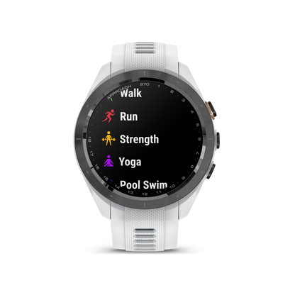 Garmin Approach S70 Golf GPS Watch - Black/42mm - Ceramic Bezel/White Silicone Band