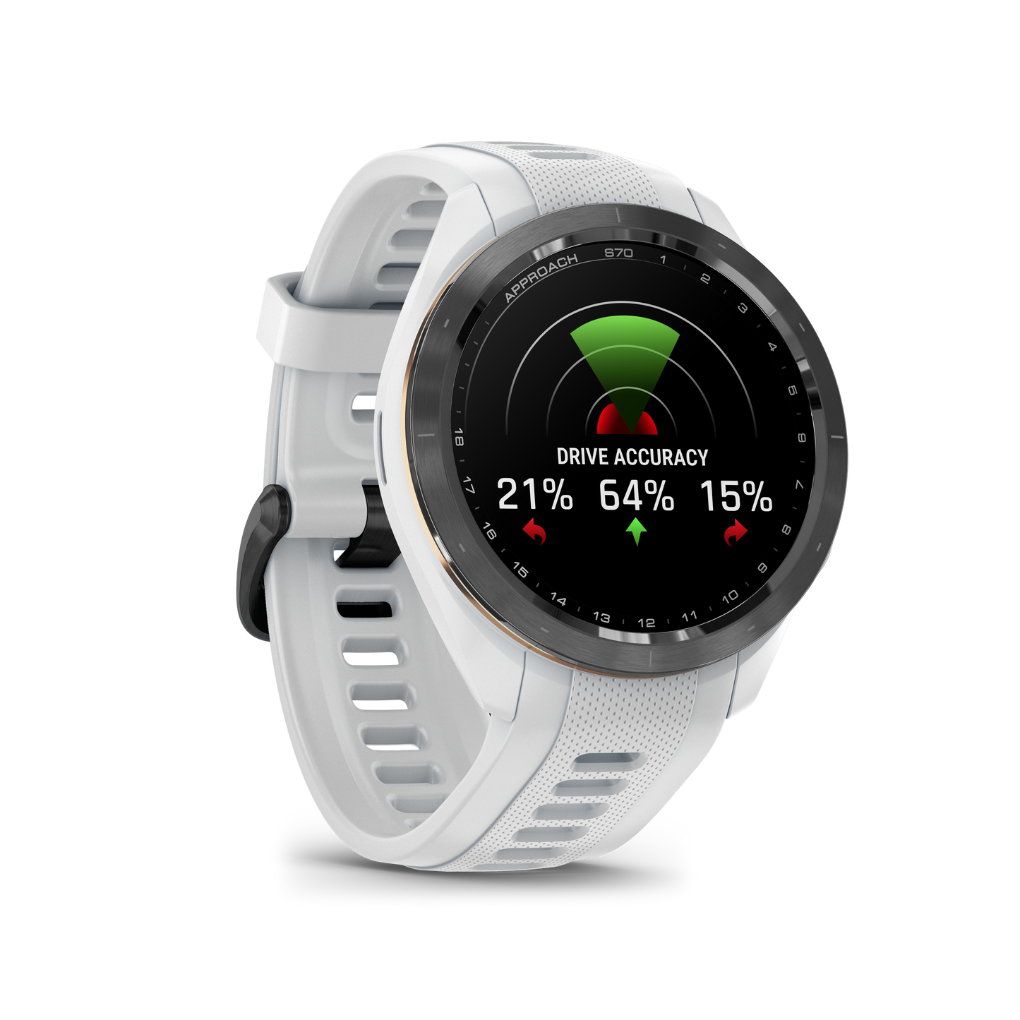 Garmin Approach S70 Golf GPS Watch - Black/42mm - Ceramic Bezel/White Silicone Band