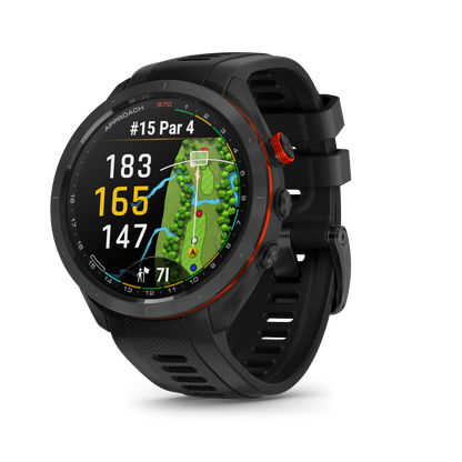 Garmin Approach S70 Golf GPS Watch - Black/47mm - Ceramic Bezel/Black Silicone Band