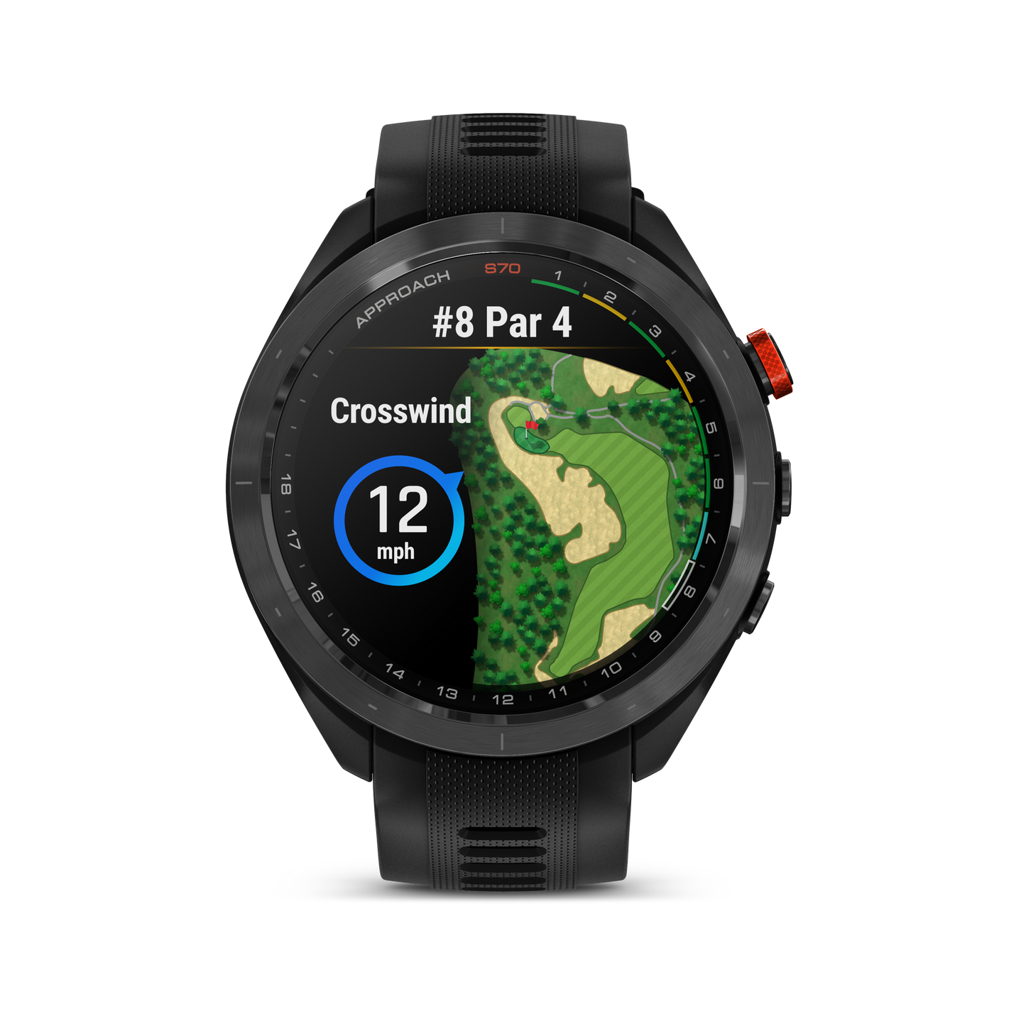 Garmin Approach S70 Golf GPS Watch - Black/47mm - Ceramic Bezel/Black Silicone Band