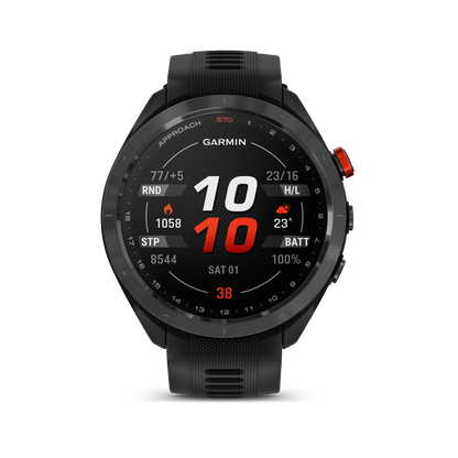 Garmin Approach S70 Golf GPS Watch - Black/47mm - Ceramic Bezel/Black Silicone Band