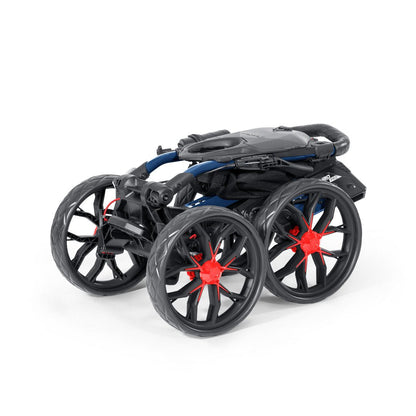 Navy/Red Bag Boy Quad Pro push cart folded