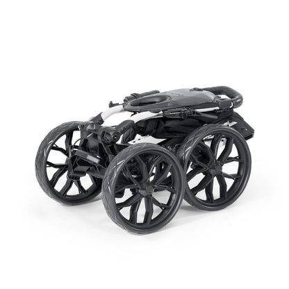 White/Black Bag Boy Quad Pro push cart folded