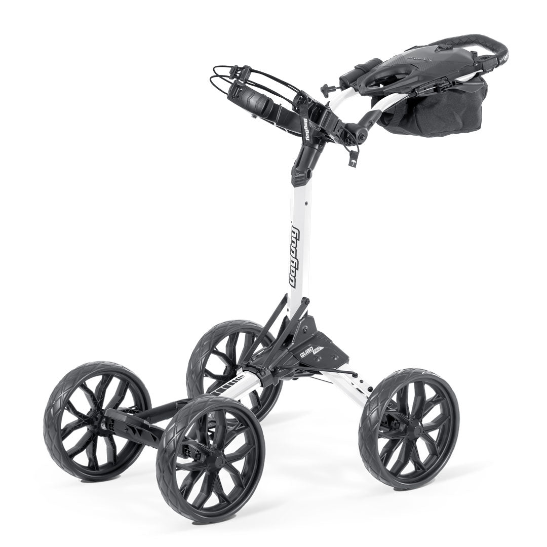 Bag Boy Quad Pro 4-Wheel Golf Push Cart in White/Black