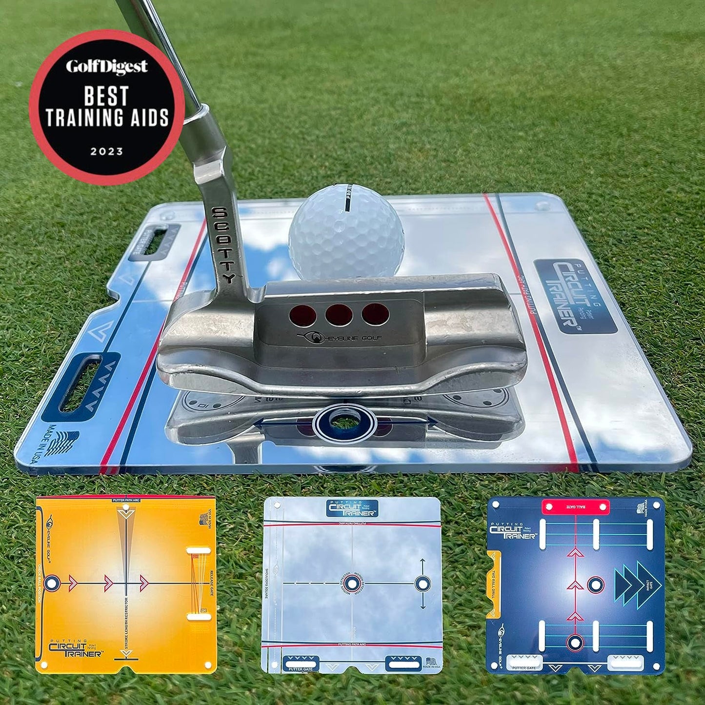 Eyeline Golf Putting Circuit Trainer - 3 Part System - Golf Putting Aid