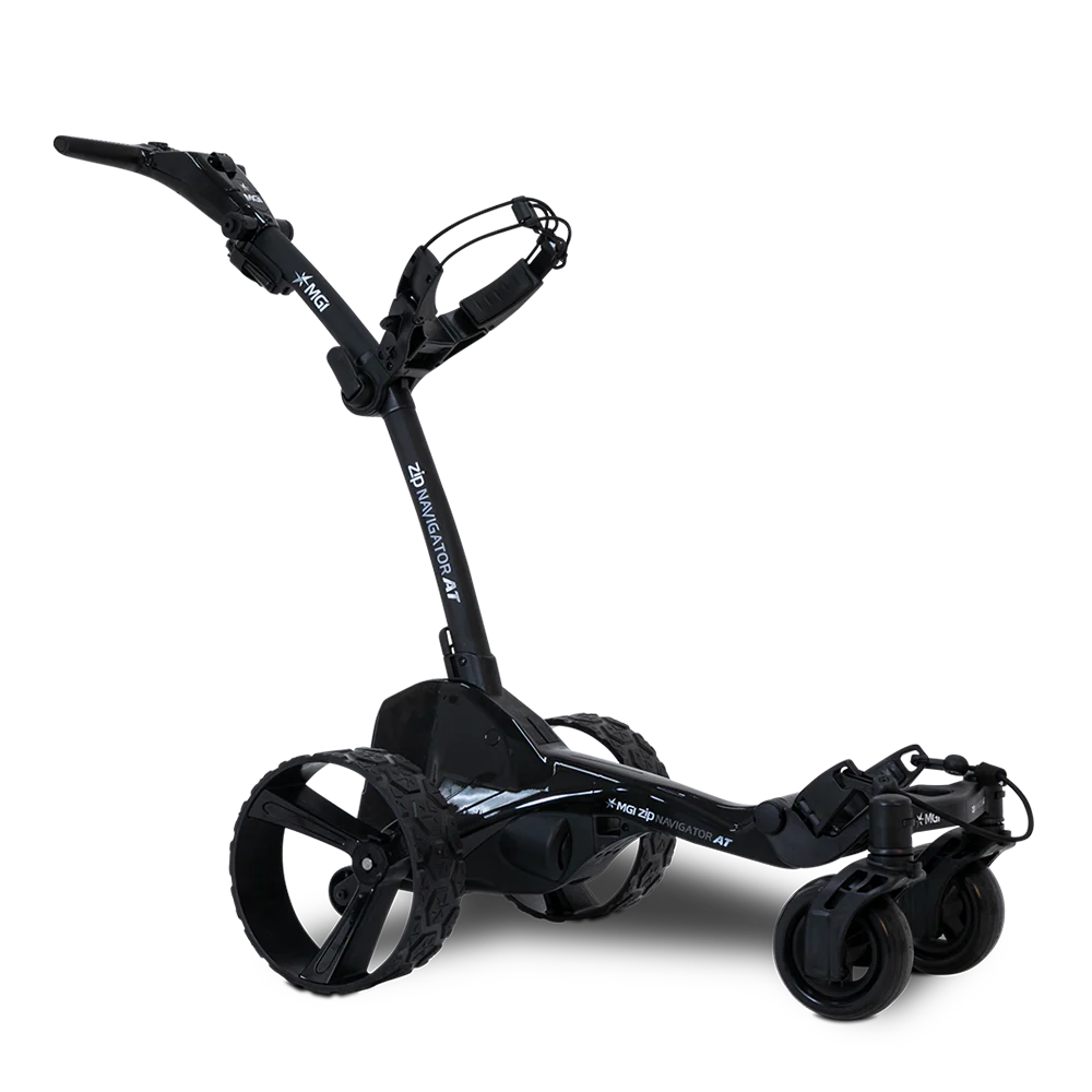 MGI Zip Navigator AT remote control electric golf caddy side view
