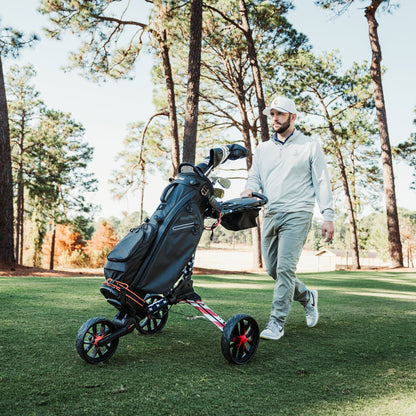 USA LTD Bag Boy Nitron Auto-Open push cart on the golf course